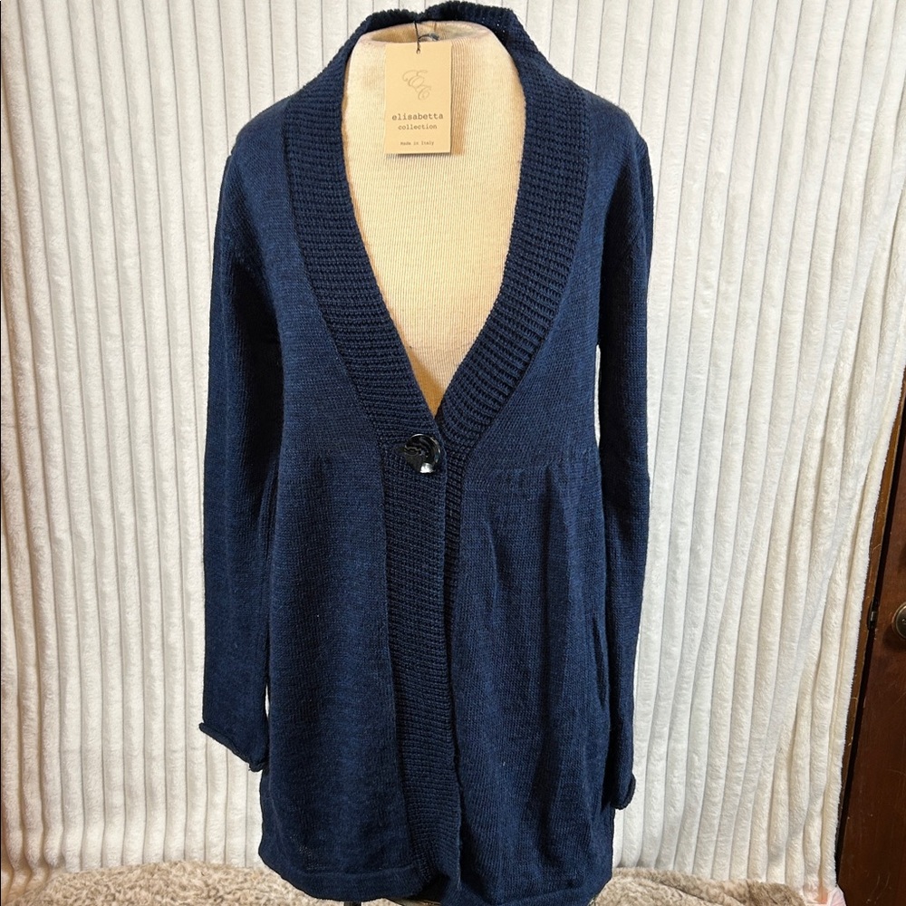 NWT Elisabetta Collection button front Wool Mohair Blend Cardigan Sweater Sz M